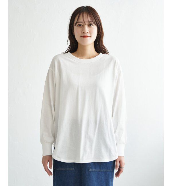 ikka「コットンUVケア裾ラウンドロンT」|Tシャツ・カットソー|