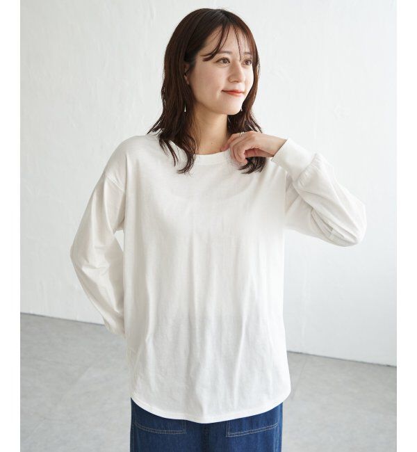 ikka「コットンUVケア裾ラウンドロンT」|Tシャツ・カットソー|