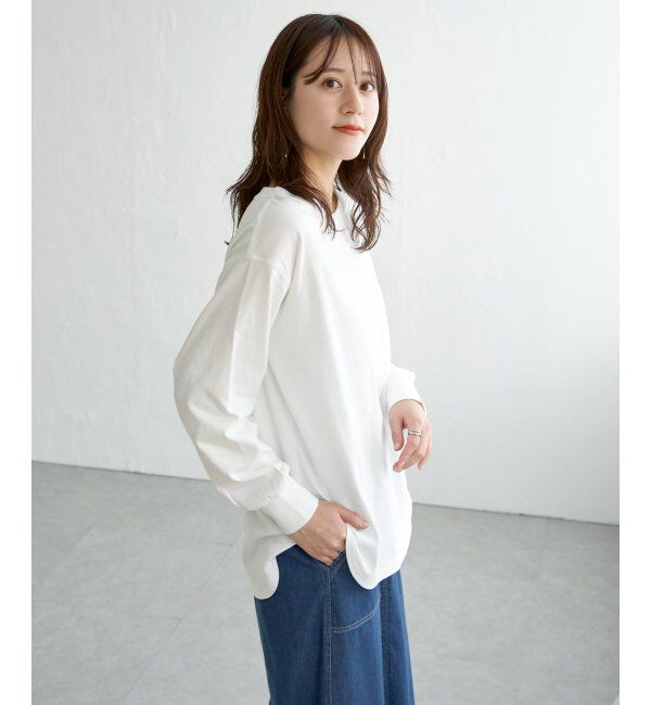 ikka「コットンUVケア裾ラウンドロンT」|Tシャツ・カットソー|