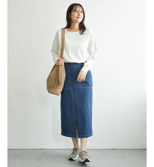 ikka「コットンUVケア裾ラウンドロンT」|Tシャツ・カットソー|