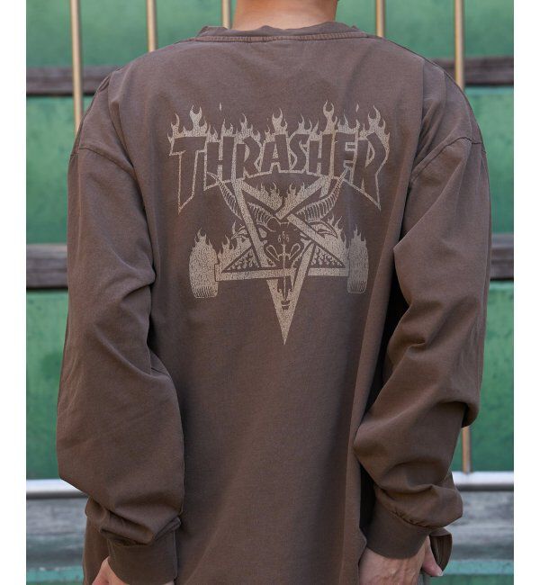 VENCE share style「THRASHER スラッシャー ピグメントプリントロンT」|Tシャツ・カットソー|ブラウン