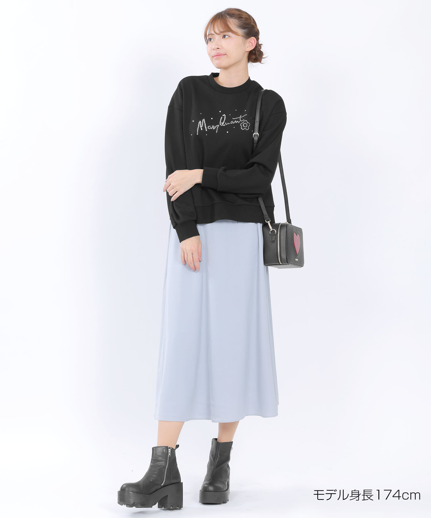 MARY QUANT「ラインストーンスウェット プルオーバー」|ニット・セーター|ブラック