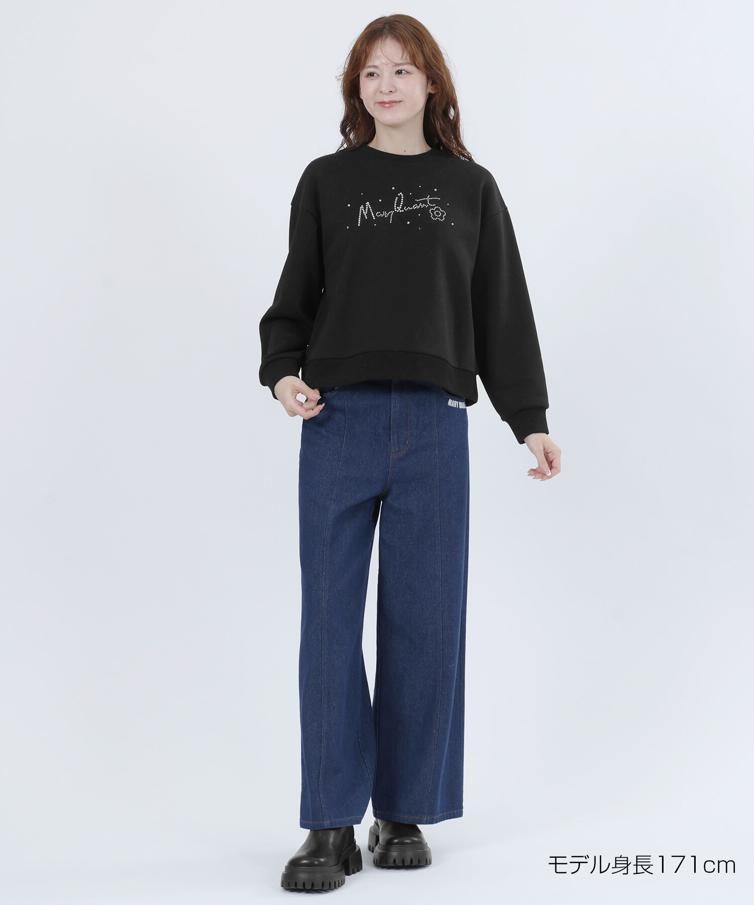 MARY QUANT「ラインストーンスウェット プルオーバー」|ニット・セーター|