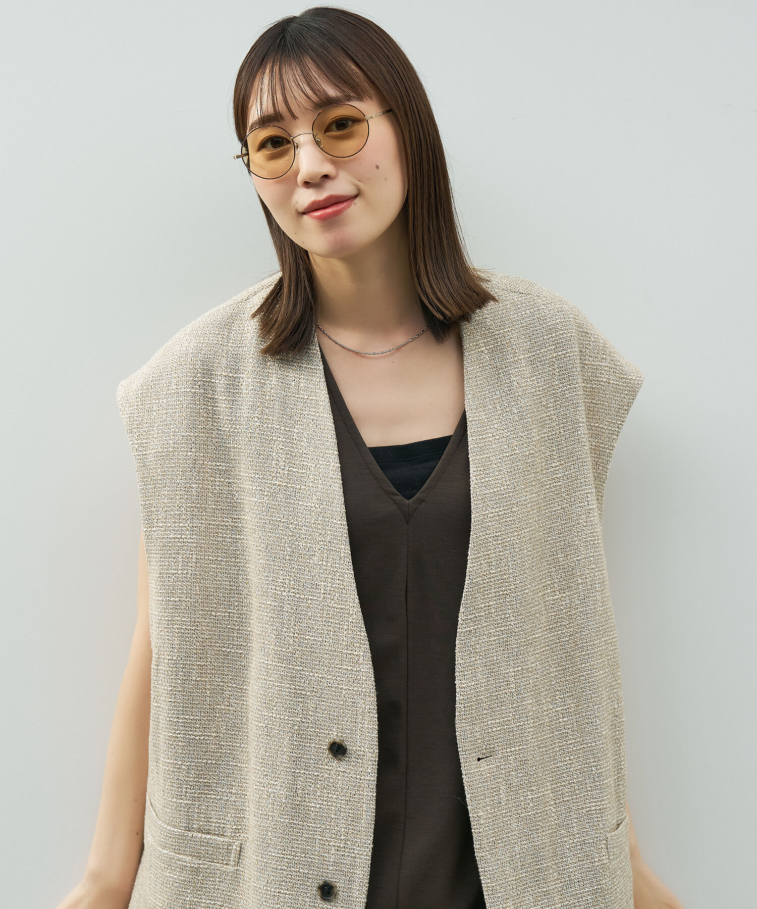  「SUNCUTGlasses/UV100%CUT ラウンド型 丸型 メタル サングラス カラーレンズ 紫外線対策 UVカット」|サングラス|ブラウン