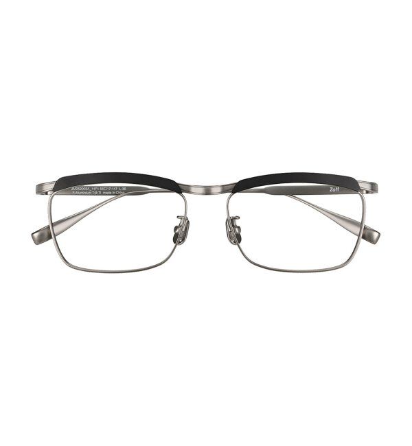  「メガネ | チタン アルミ製 軽量 メタル ナイロール 伊達・度付き ユニセックス Zoff  レンズ交換券付」|メガネ|
