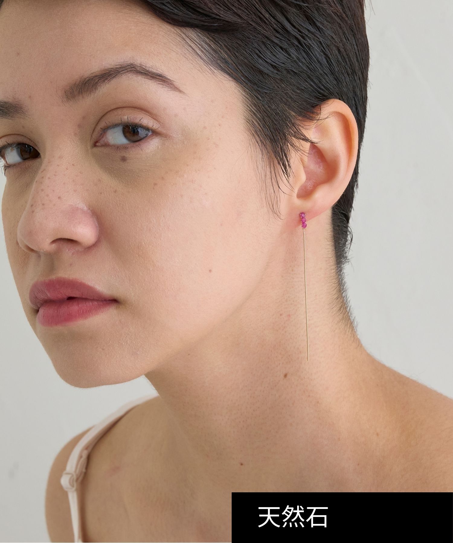 JUPITER「【K10】天然石チェーンピアス ルビー/ベネチアンチェーン」|ピアス|レッド