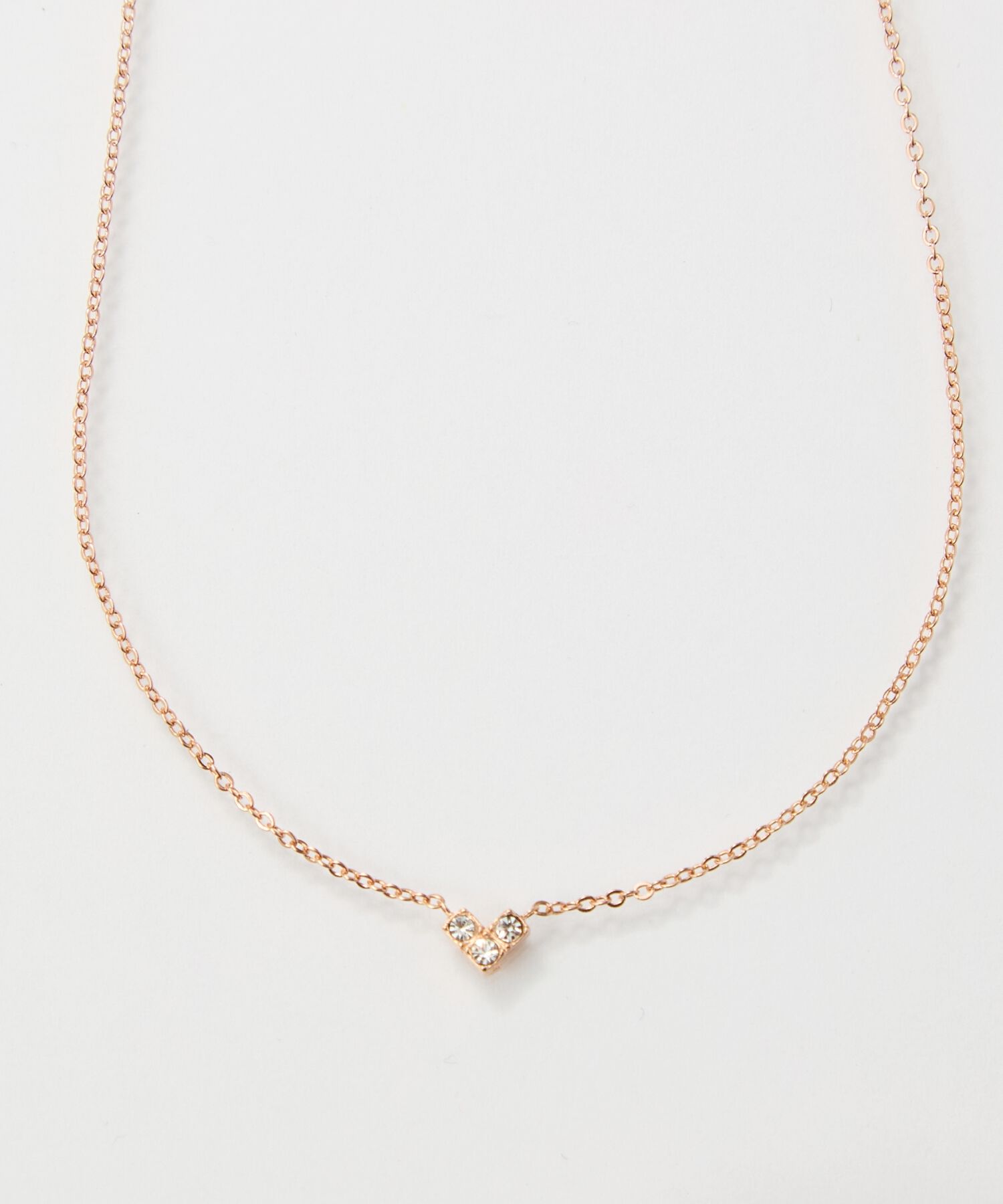 Phoebe「【金属アレルギー対応】スリービジューミニハートネックレス」|ネックレス|