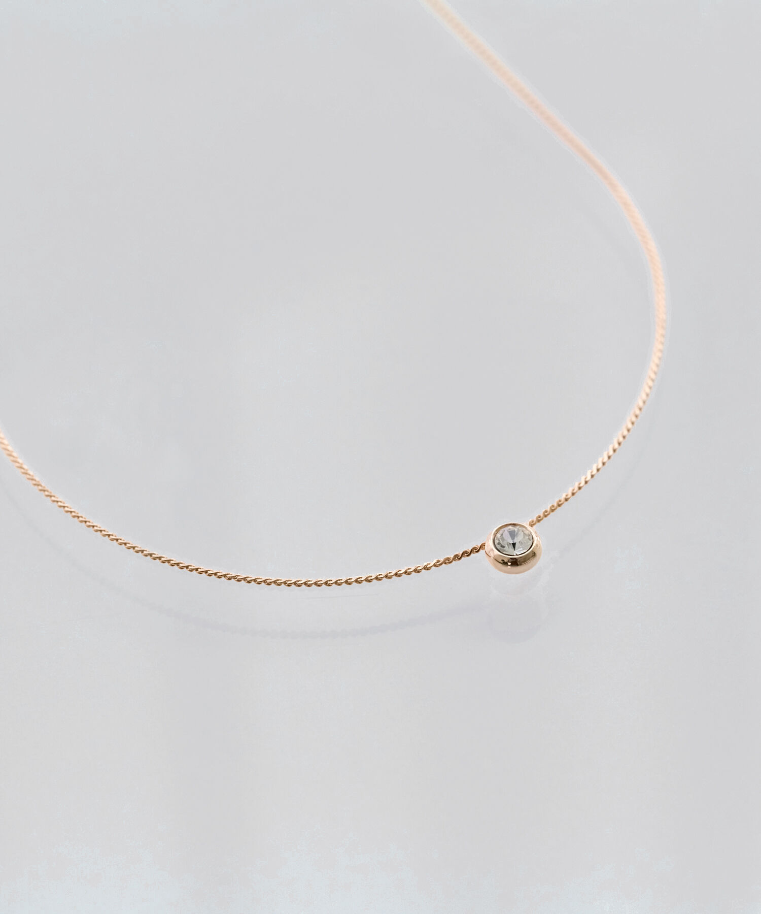 Phoebe「【金属アレルギー対応】シャインベゼルセッティングネックレス　シャンパンゴールド」|ネックレス|