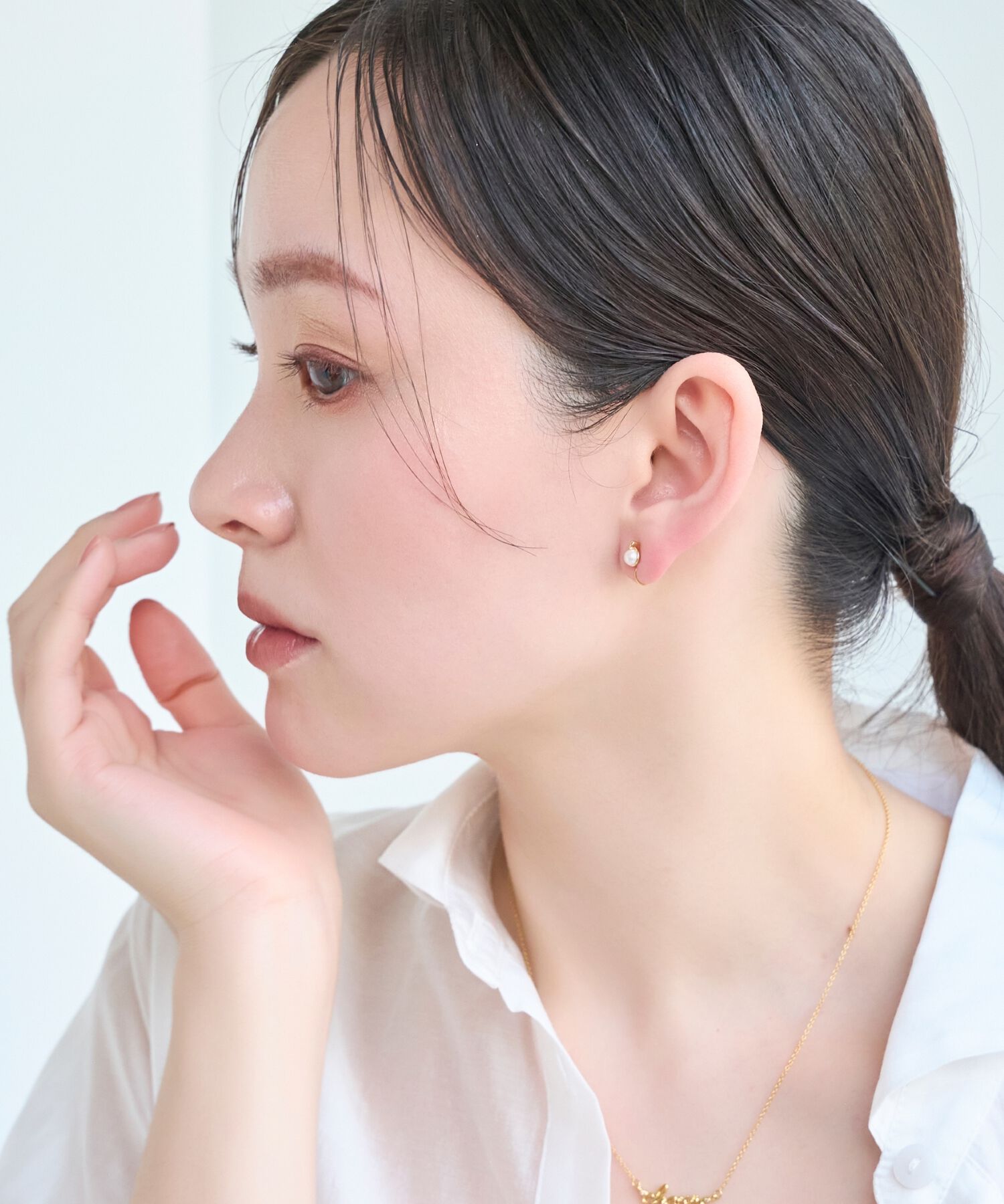 Phoebe「【痛くないシリーズ】パワーストーンライトフィットイヤリング　パール」|イヤリング|