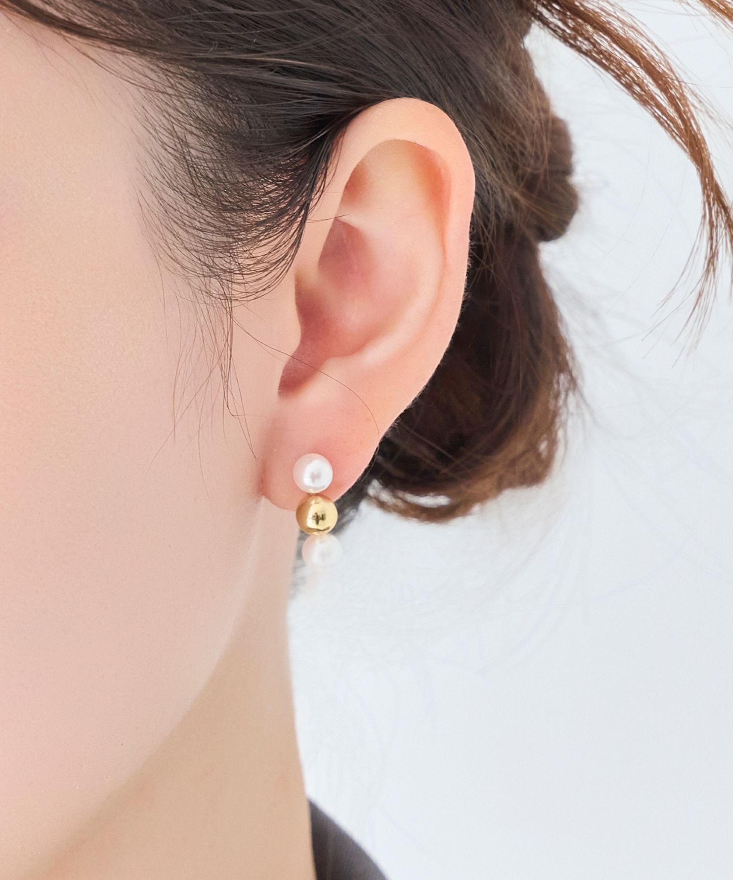 Phoebe「【金属アレルギー対応】ミックスドットピアス　ゴールド/ニッケルフリー/パール」|ピアス|