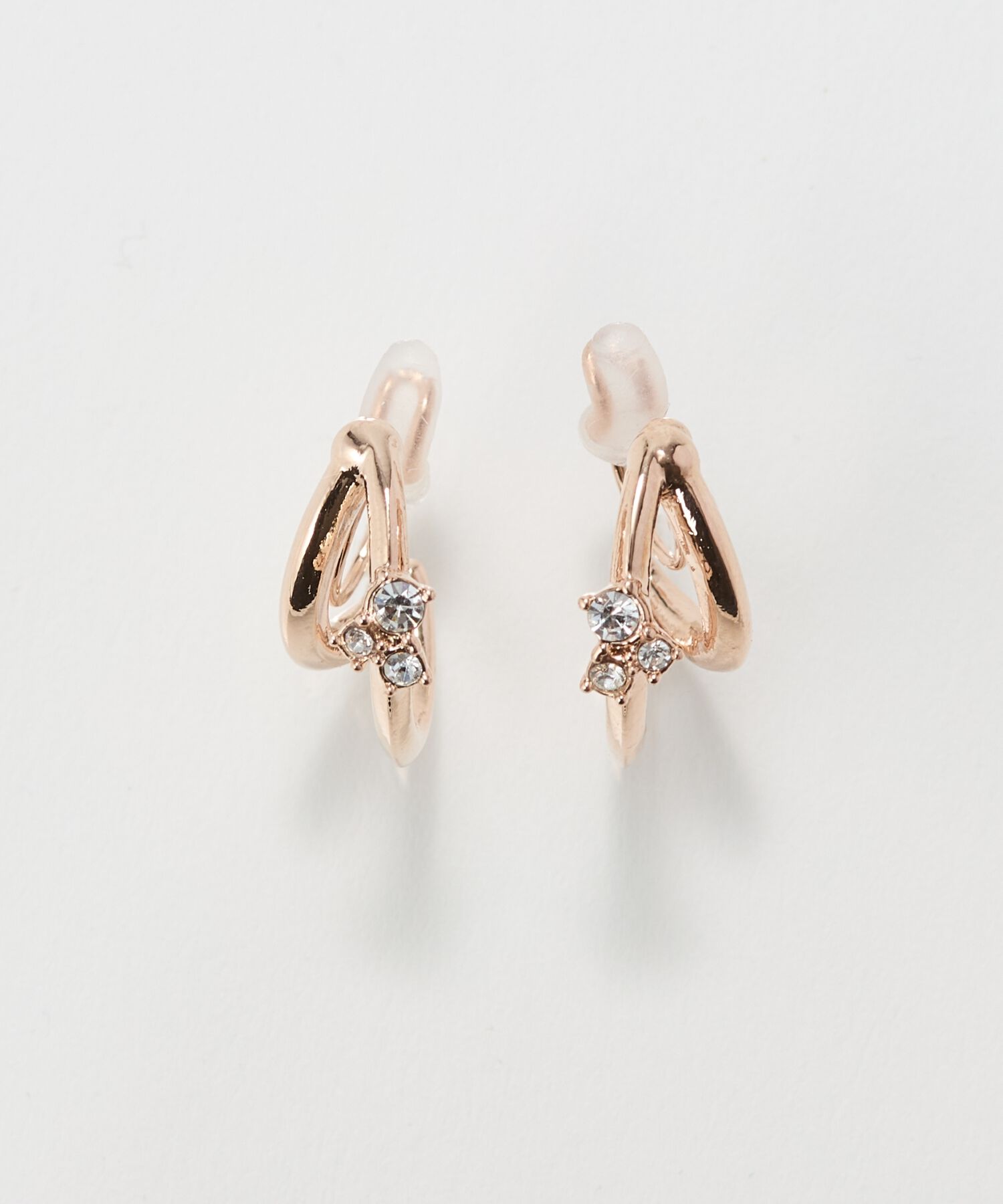 Phoebe「【痛くないシリーズ/アレルギー対応】シャイニーダブルフープライトフィットイヤリング　シャンパン」|イヤリング|