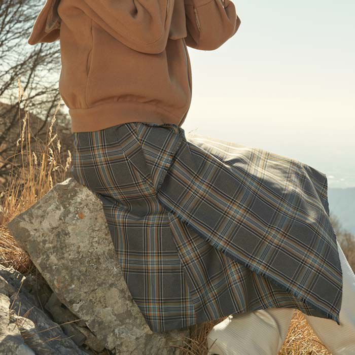 BACKYARD FAMILY「MIND フリンジチェックスカート 通販 日本製 スカート チェックスカート フリンジスカート」|スカート|