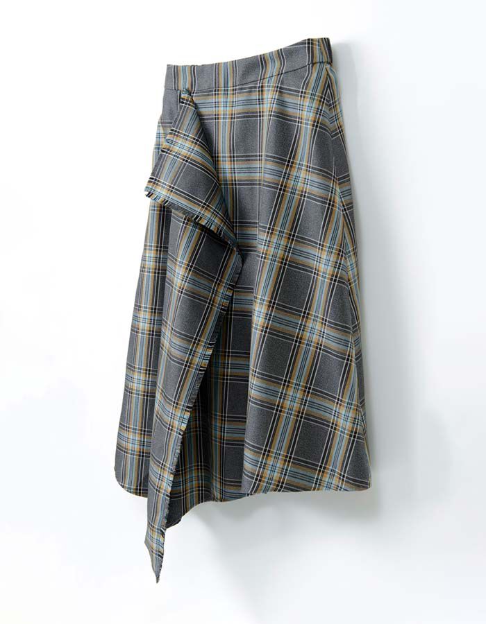 BACKYARD FAMILY「MIND フリンジチェックスカート 通販 日本製 スカート チェックスカート フリンジスカート」|スカート|