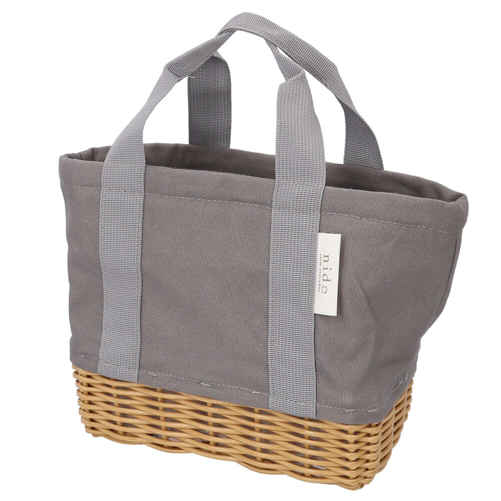 BACKYARD FAMILY「NIDO ランチバッグ 保冷 通販 ランチバスケット ランチバック カゴ付きバッグ カゴ付きバック」|かごバッグ|グレー1