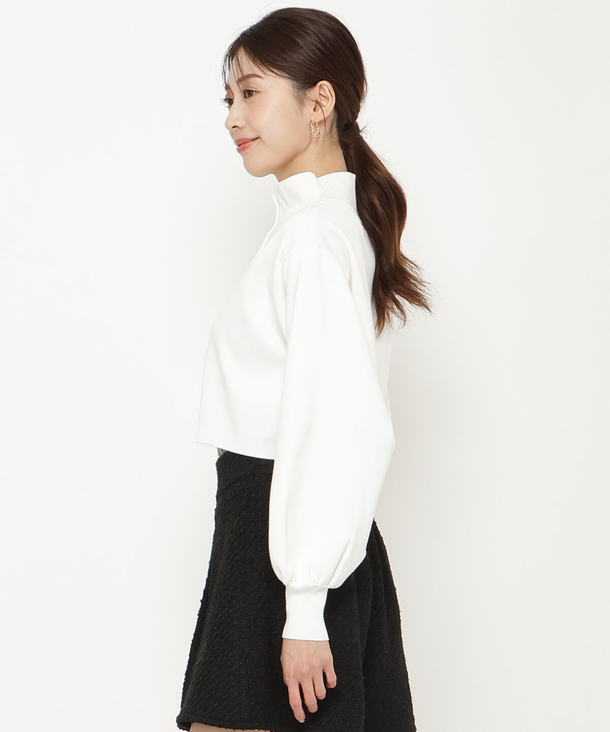 アンドクチュール「スタンドネッククロップドニットジャケット」|カーディガン|