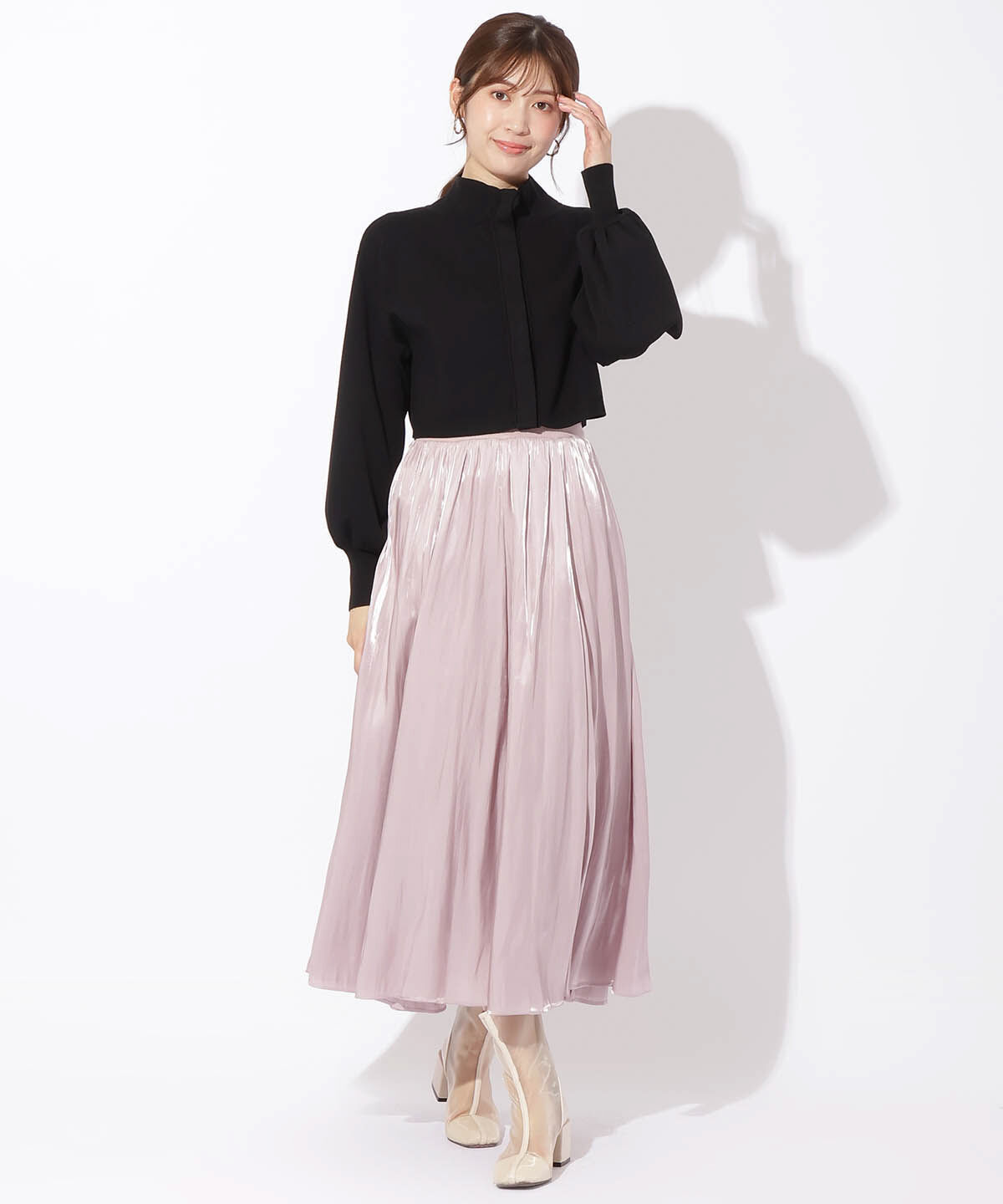 アンドクチュール「スタンドネッククロップドニットジャケット」|カーディガン|