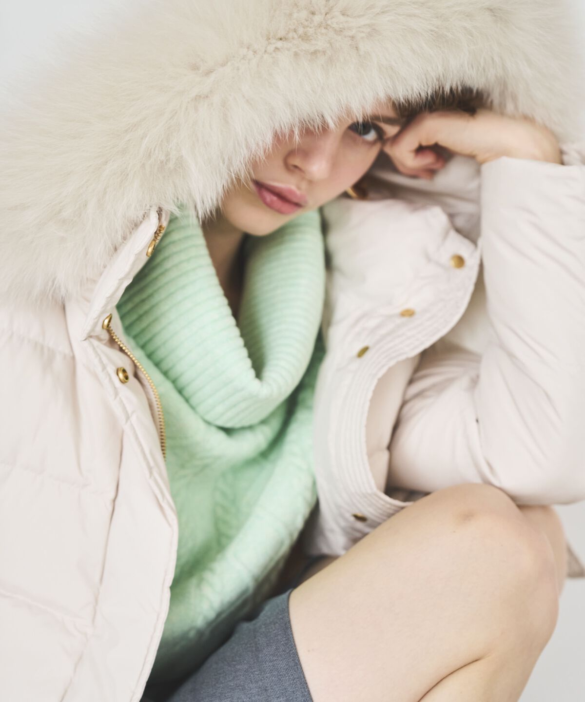 アンドクチュール「FOXファー付きショートダウン」|ダウン|