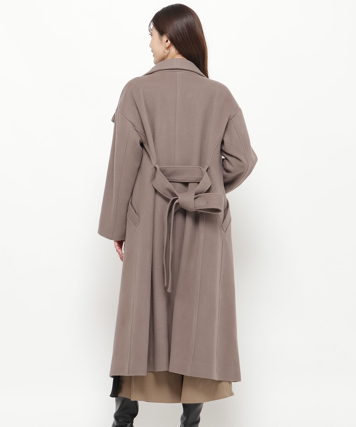 アンドクチュール「ウールビーバービッグカラーロングコート」|ダウン|