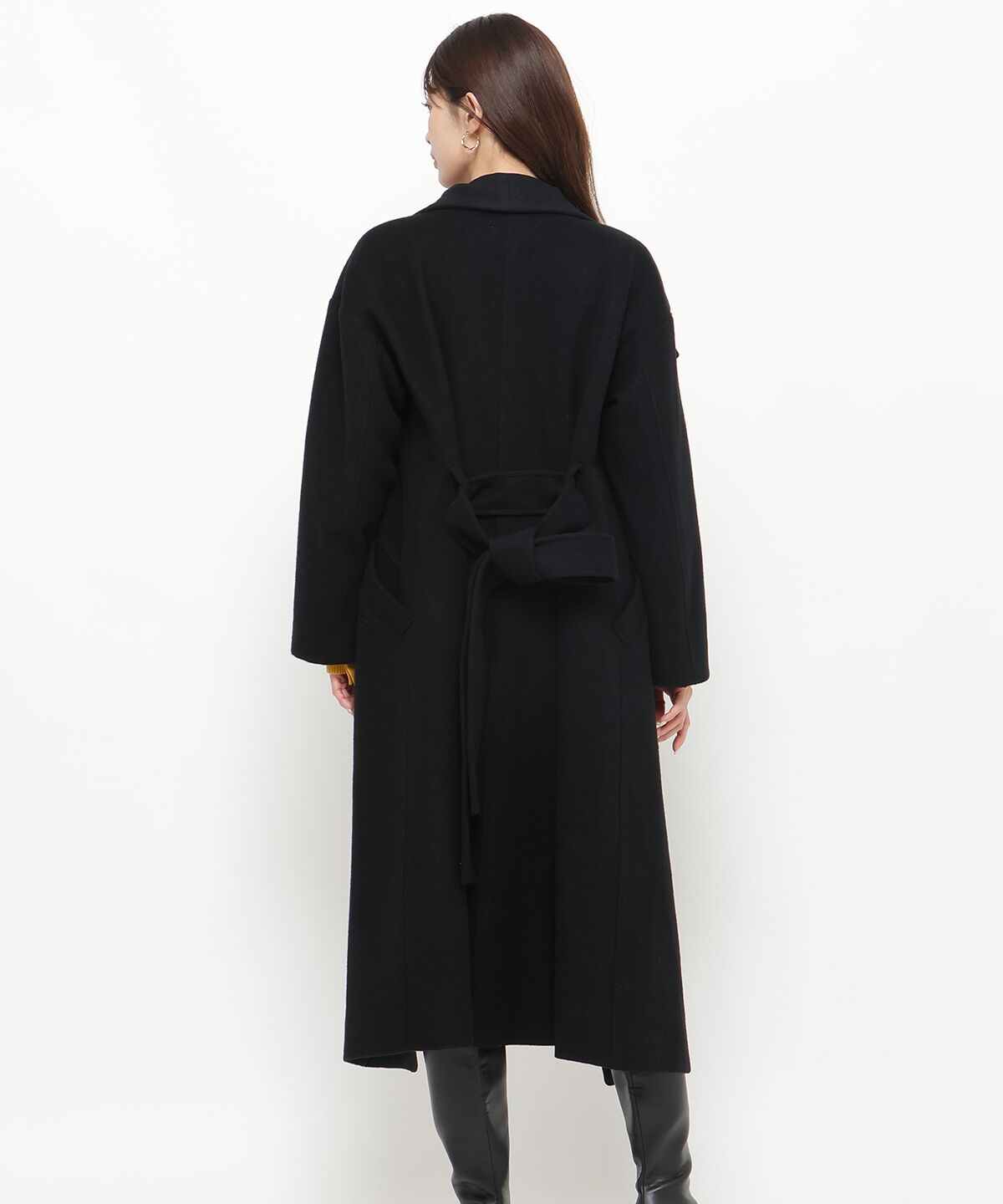 アンドクチュール「ウールビーバービッグカラーロングコート」|ダウン|