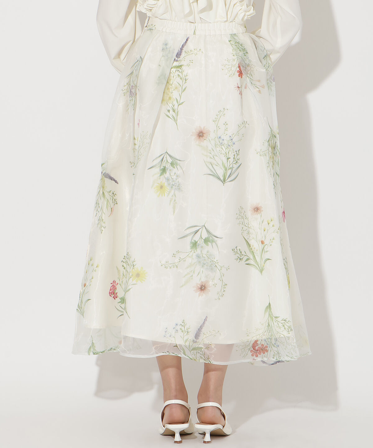アンドクチュール「フラワーオーガンジーフレアスカート」|フレア|