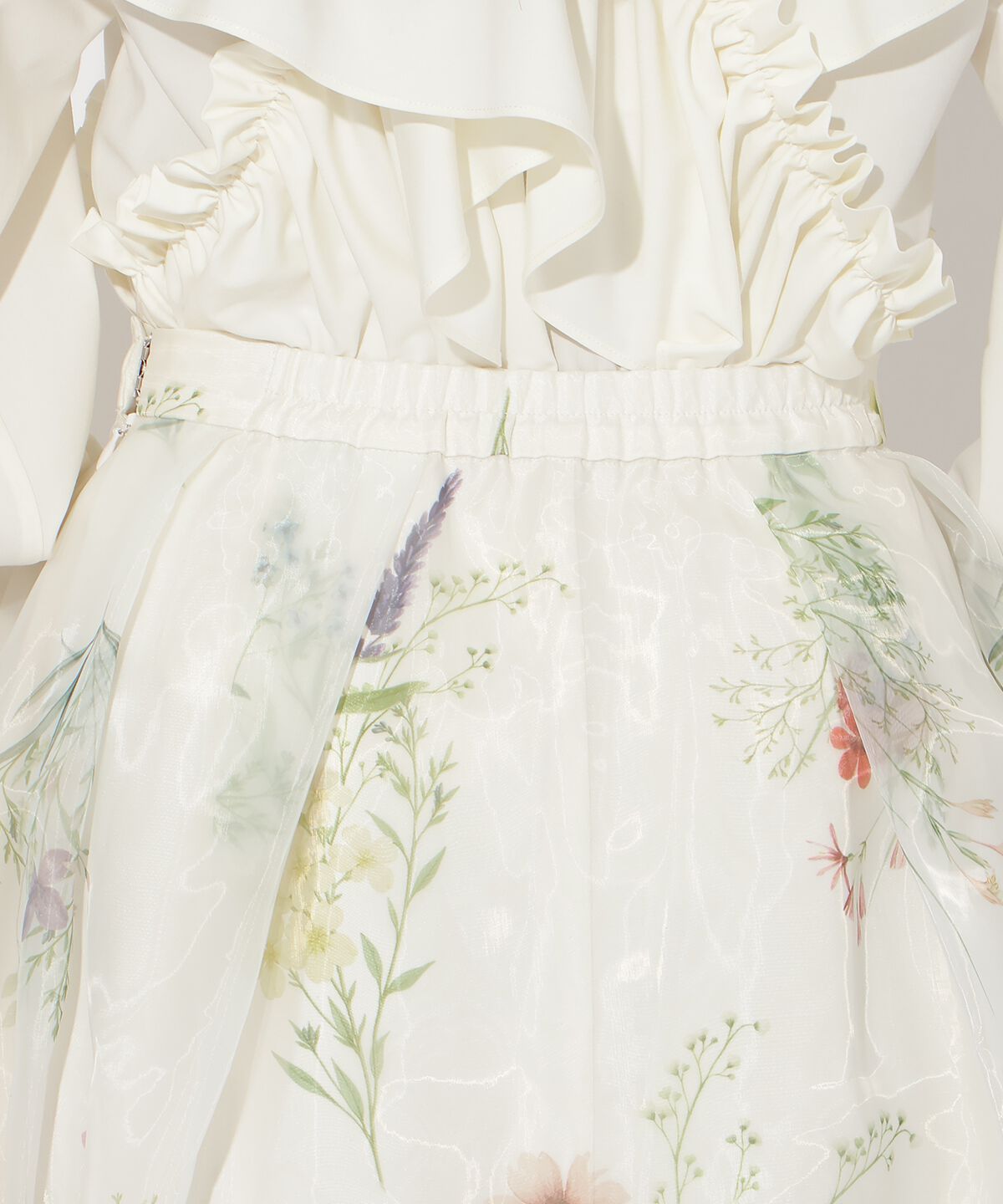 アンドクチュール「フラワーオーガンジーフレアスカート」|フレア|