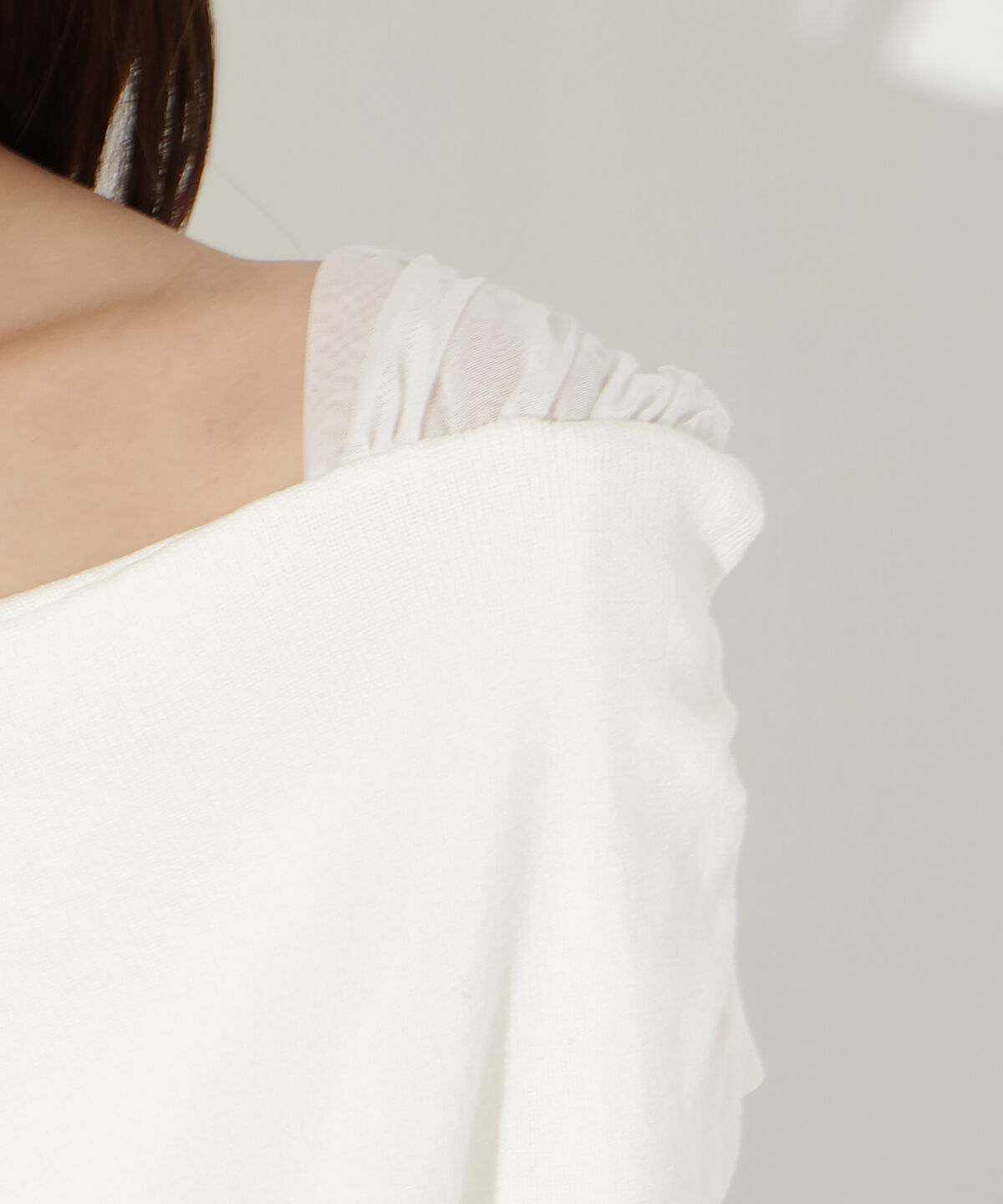 アンドクチュール「7分袖クロスネックニットプルオーバー」|ニット・セーター|