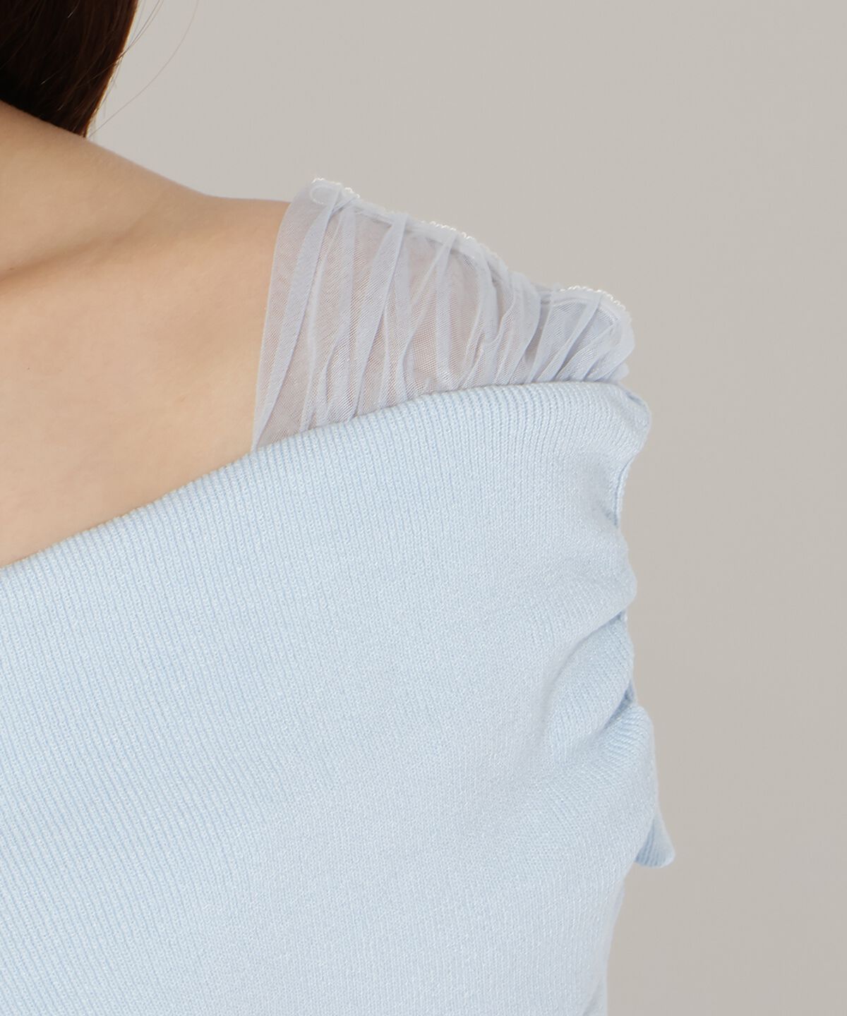 アンドクチュール「7分袖クロスネックニットプルオーバー」|ニット・セーター|