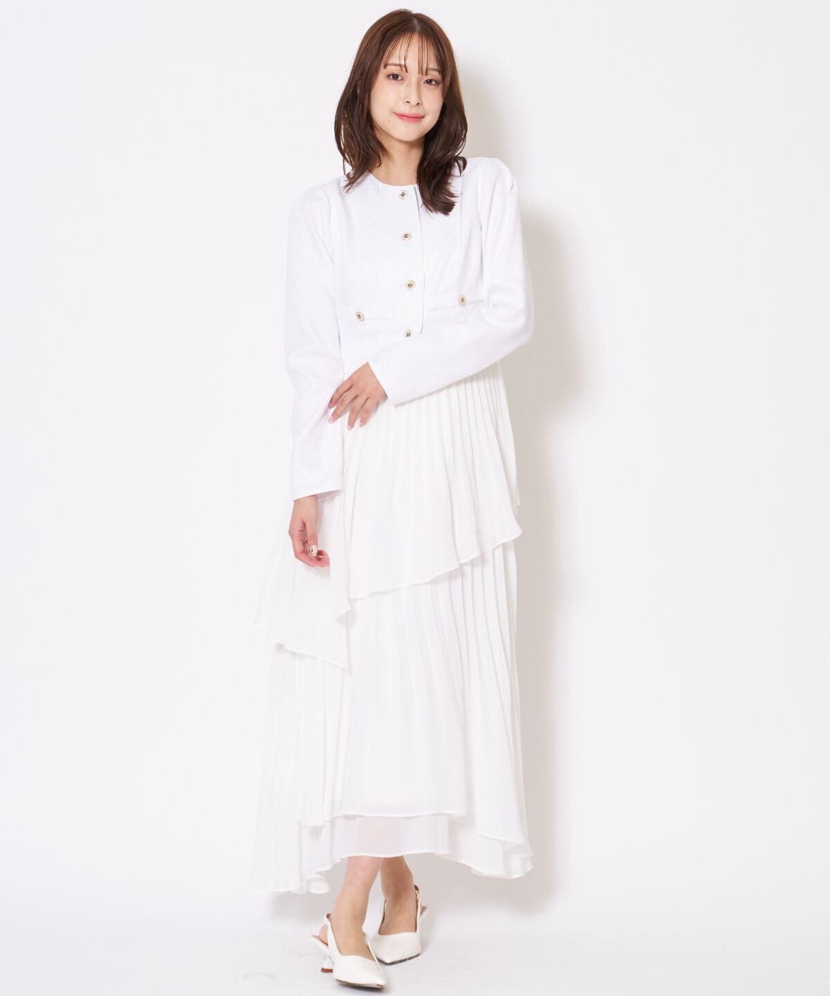 アンドクチュール「ツイードジャケットドッキングワンピース」|ワンピース|