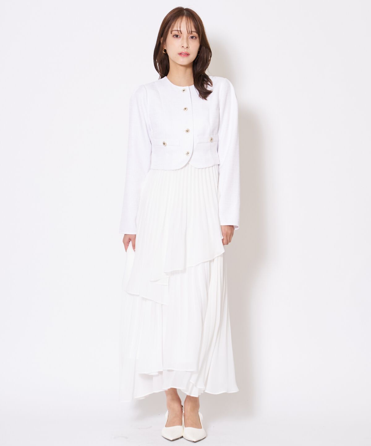 アンドクチュール「ツイードジャケットドッキングワンピース」|ワンピース|