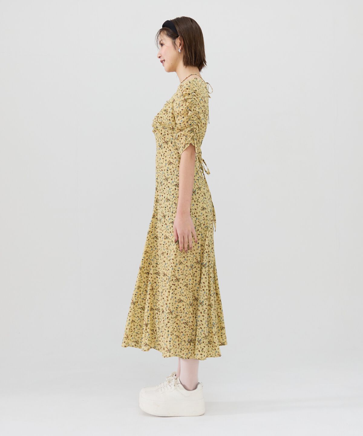 REDYAZEL「フラワープリントシャーリングワンピース」|ワンピース|