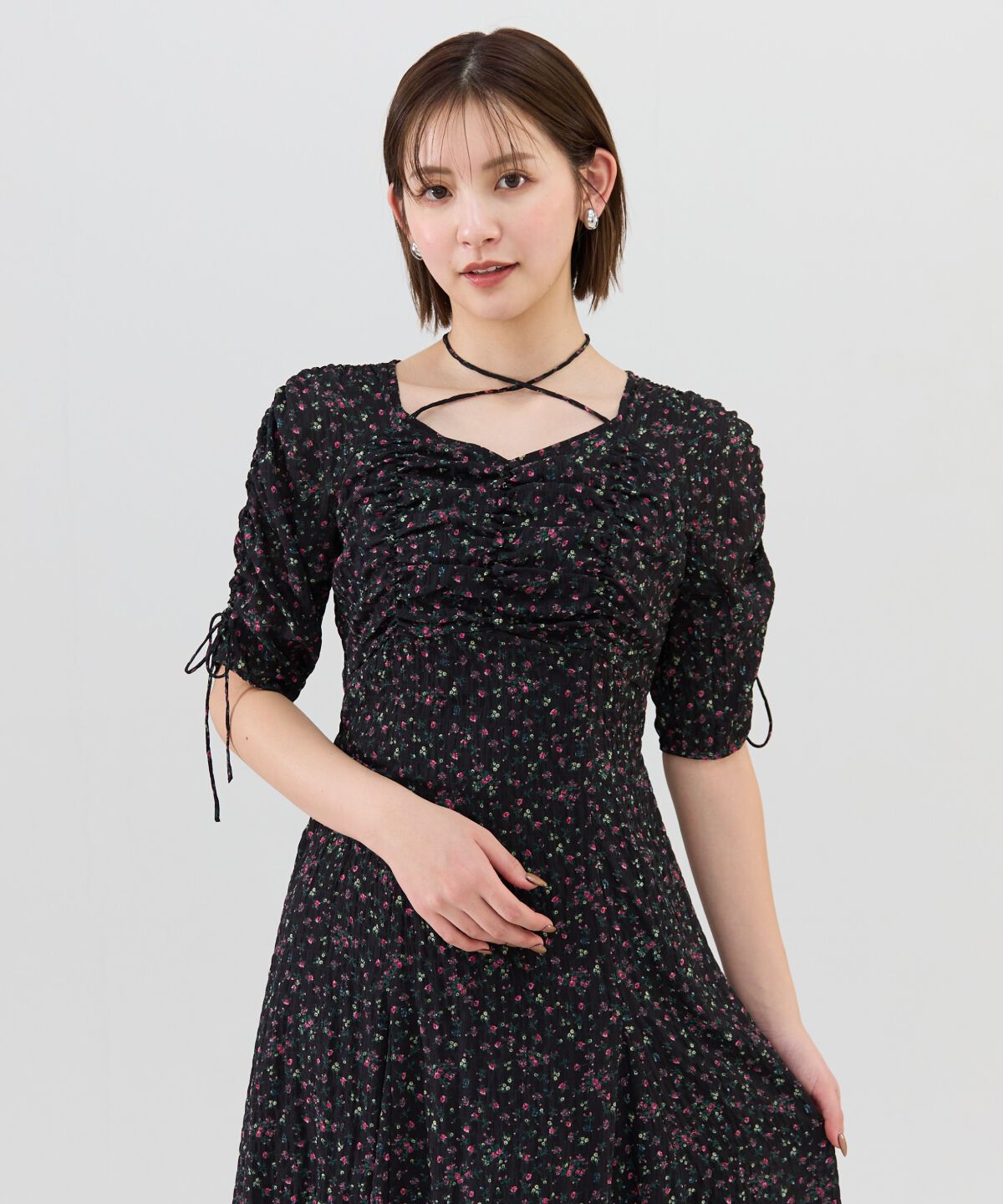 REDYAZEL「フラワープリントシャーリングワンピース」|ワンピース|