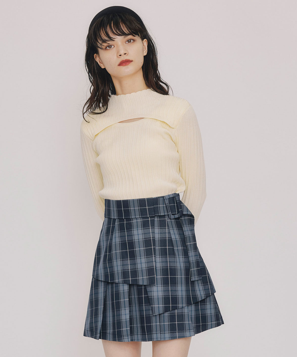 REDYAZEL「レイヤードデザインランダムリブニットプルオーバー」|ニット・セーター|