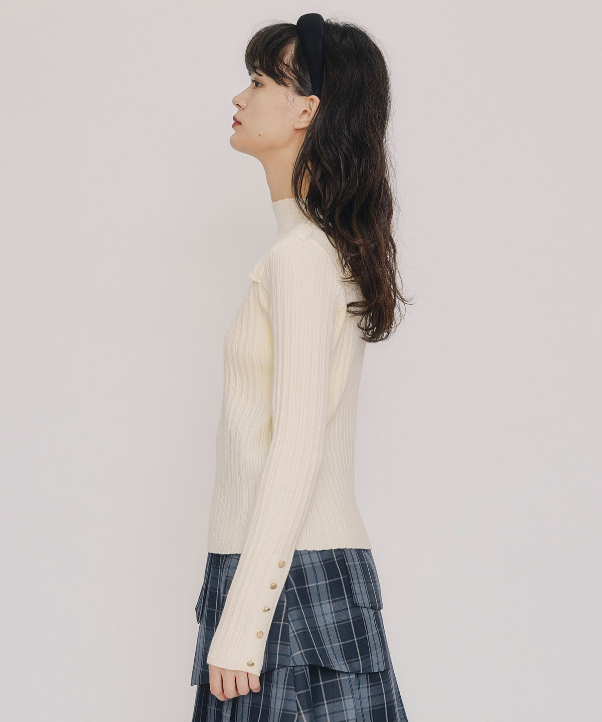 REDYAZEL「レイヤードデザインランダムリブニットプルオーバー」|ニット・セーター|