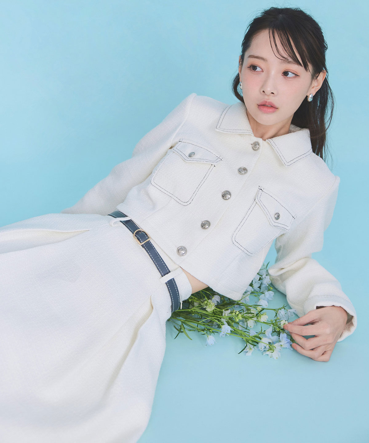 REDYAZEL「ダブルステッチツイードブラウス&times;フレアロングスカートセットアップ」|ワンピース|