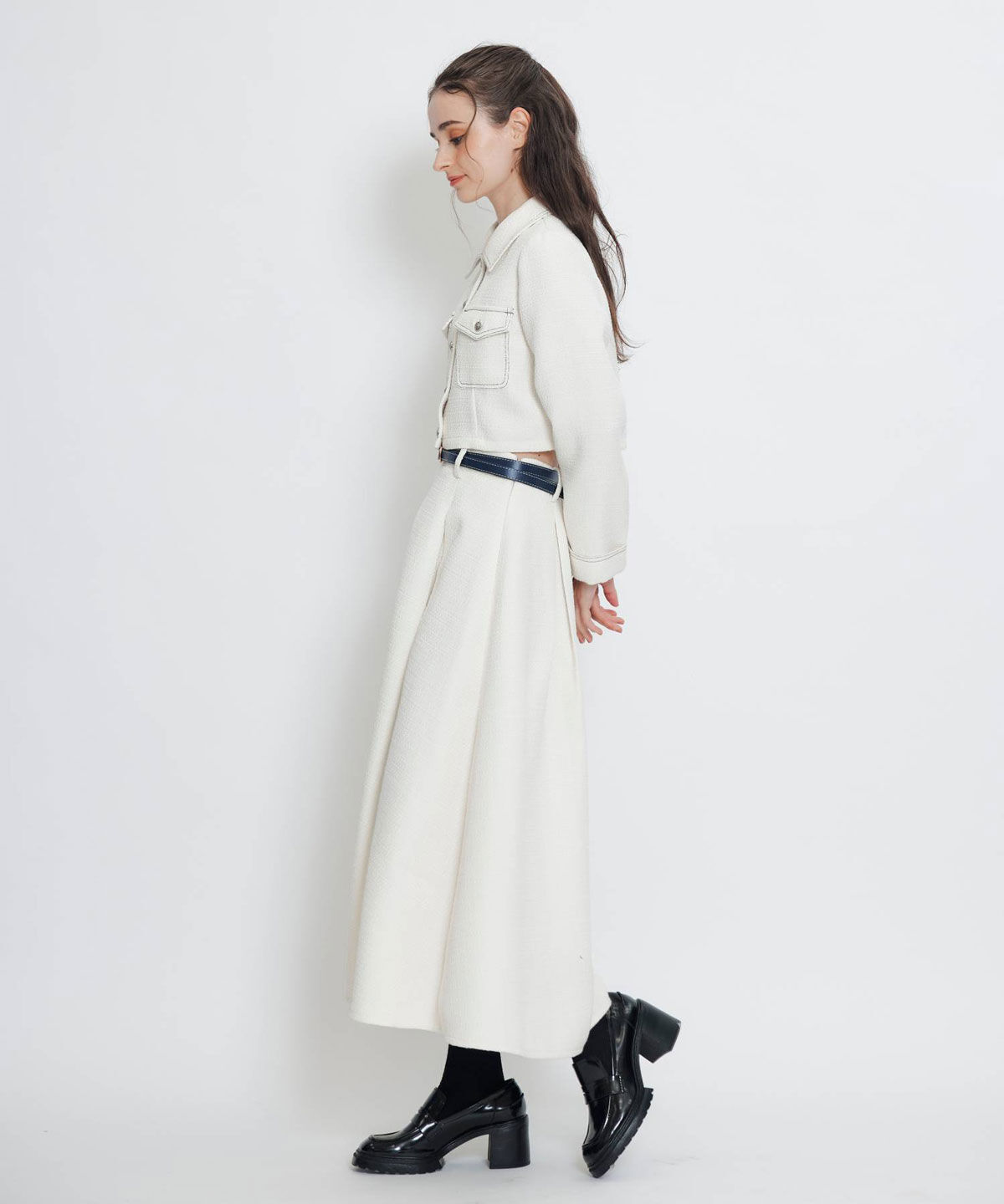 REDYAZEL「ダブルステッチツイードブラウス&times;フレアロングスカートセットアップ」|ワンピース|