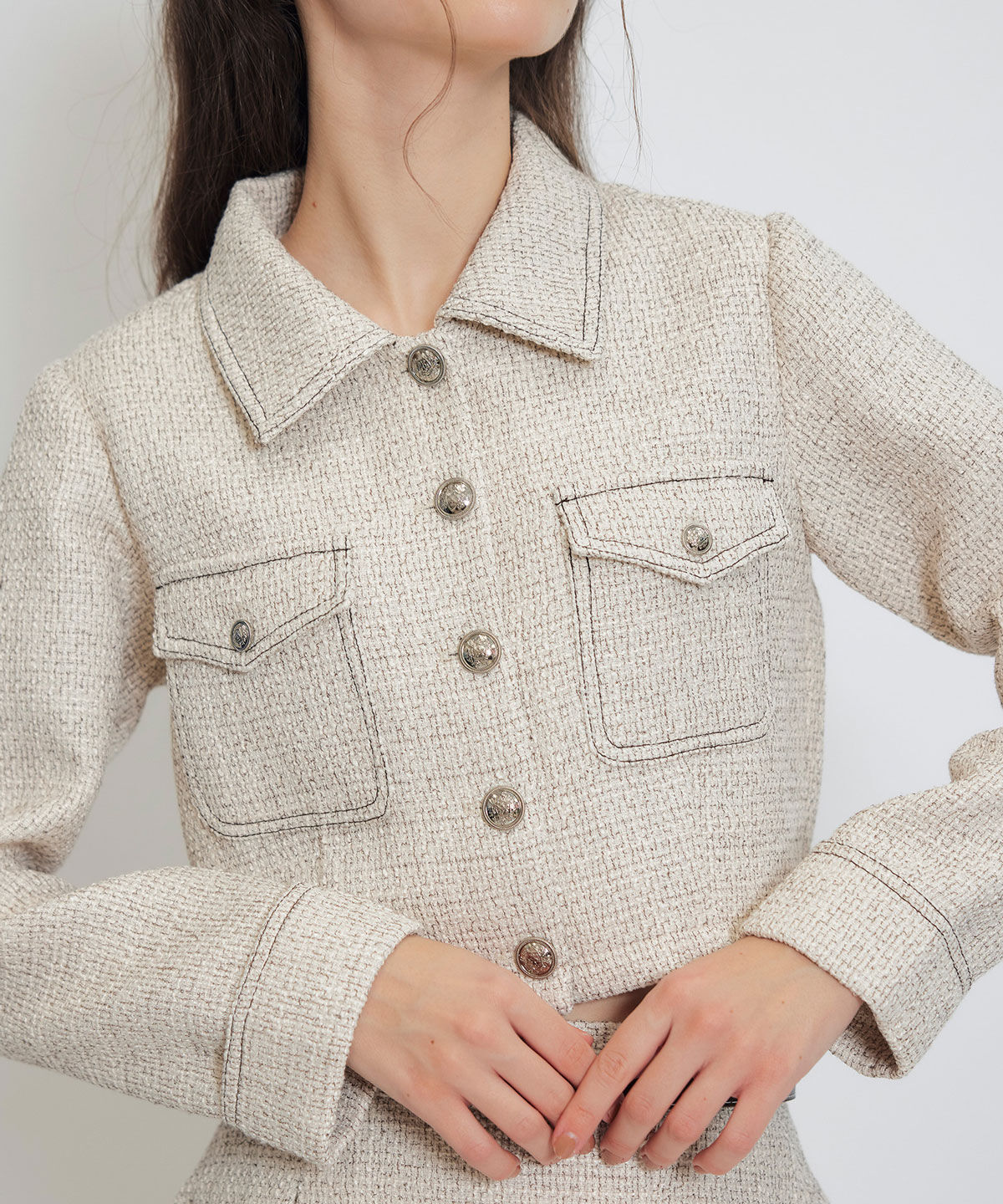 REDYAZEL「ダブルステッチツイードブラウス&times;フレアロングスカートセットアップ」|ワンピース|