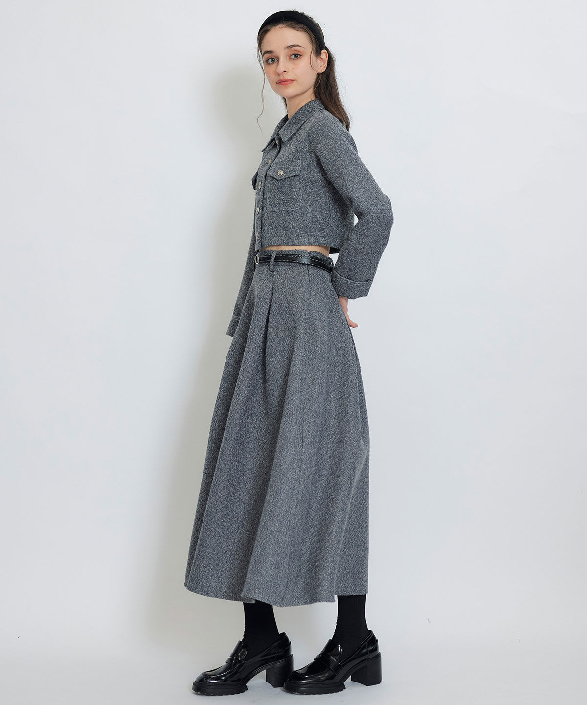 REDYAZEL「ダブルステッチツイードブラウス&times;フレアロングスカートセットアップ」|ワンピース|