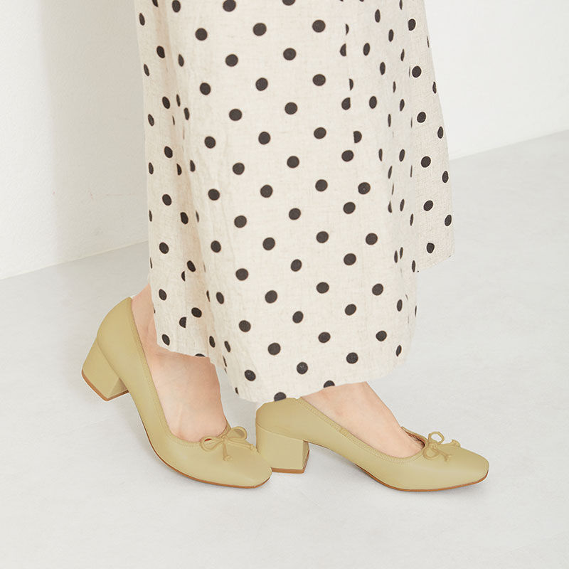 WA Oriental TRaffic「【定番】ヒールバレエパンプス/32102　人気　売れてる　シンプル　トレンド」|パンプス|YELLOW