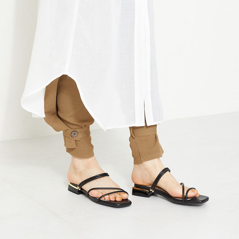 ORiental TRaffic「【アウトレット価格】2wayチューブストラップフラットサンダル/31243 サンダル 人気 売れてる フラット」|サンダル|BLACK