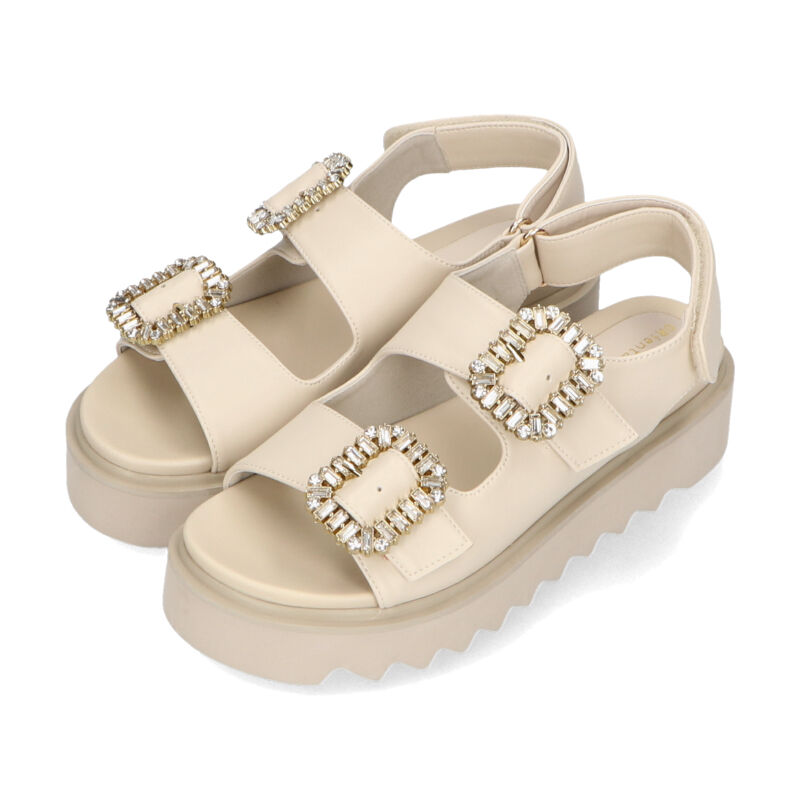 ORiental TRaffic「【アウトレット価格】厚底ビジューバックルサンダル/41201 スポサン 人気 トレンド 売れてる」|サンダル|