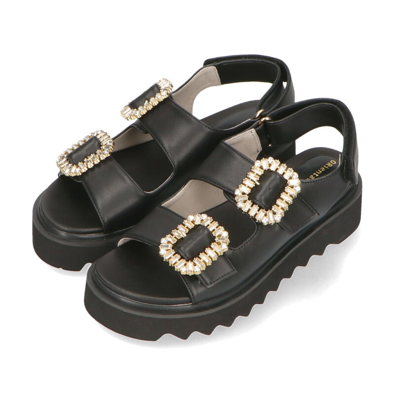 ORiental TRaffic「【アウトレット価格】厚底ビジューバックルサンダル/41201 スポサン 人気 トレンド 売れてる」|サンダル|