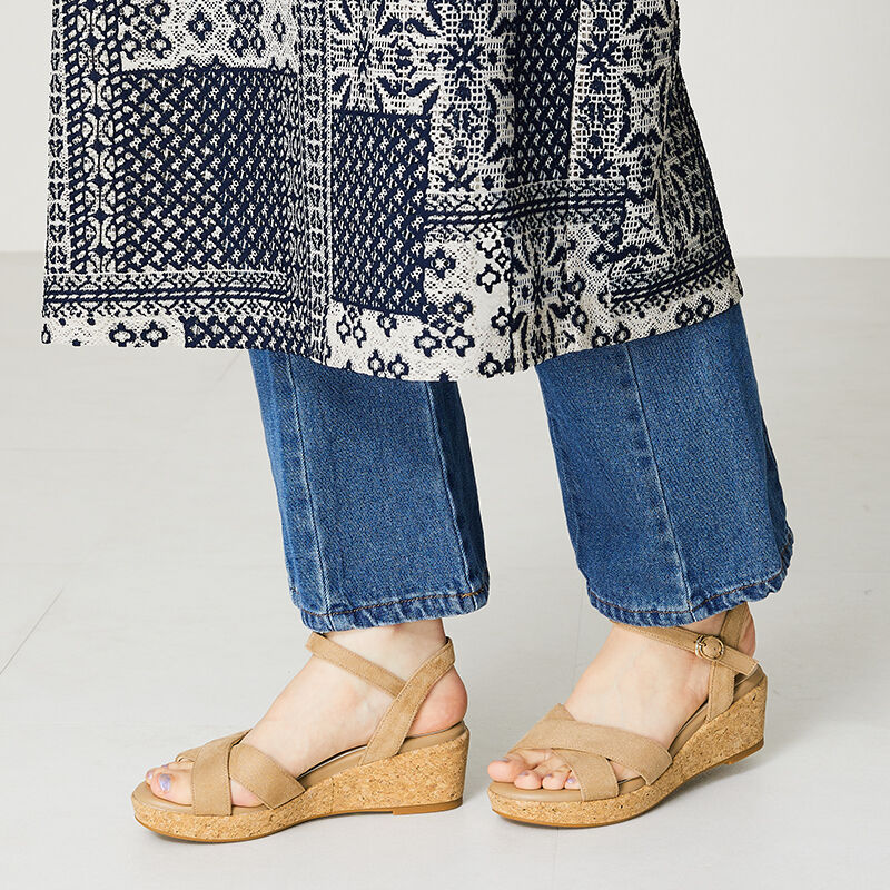 WA Oriental TRaffic「【アウトレット価格】クロスウエッジサンダル/42201 定番 サンダル 人気 ヒール6cm」|サンダル|