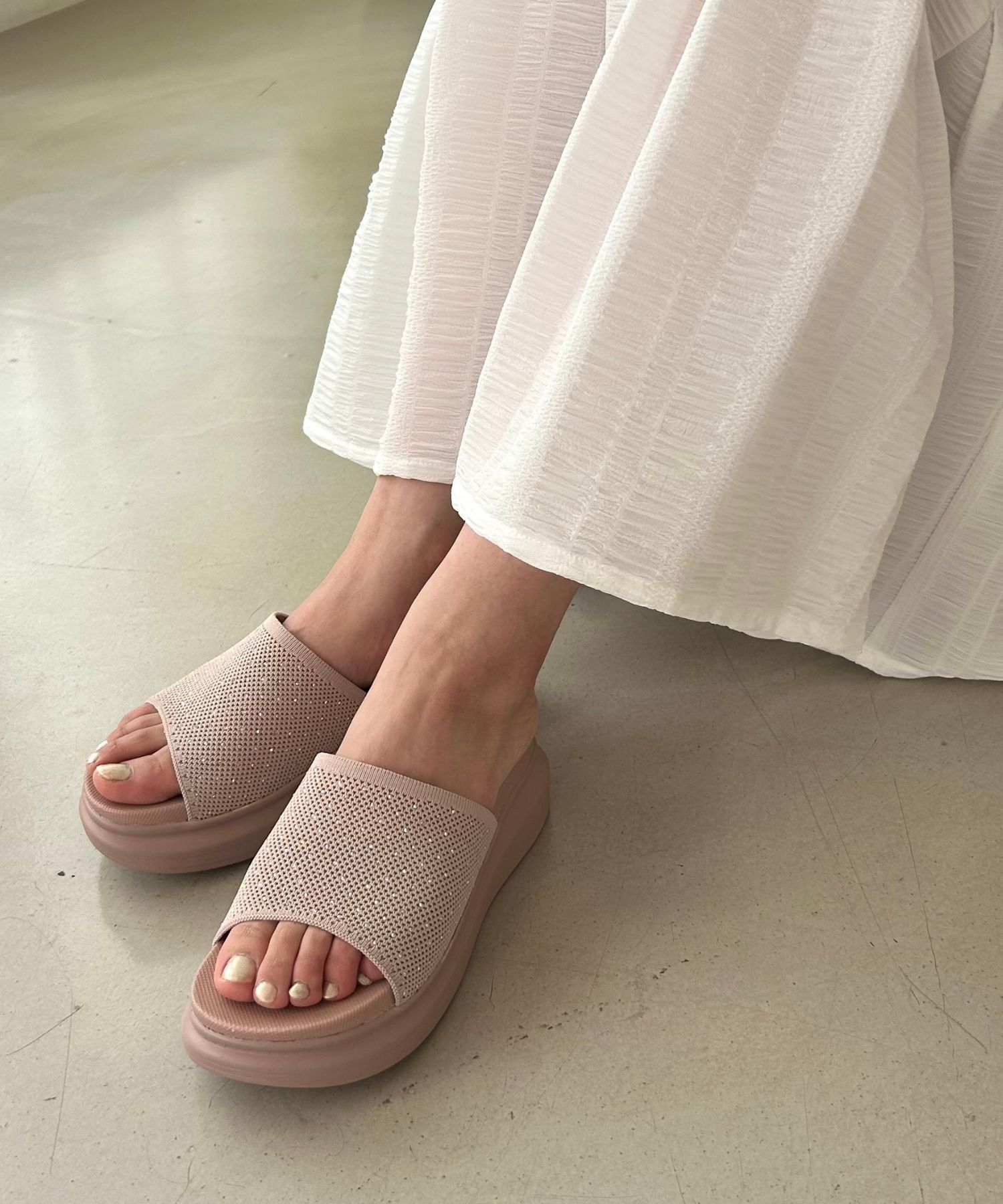 WA Oriental TRaffic「【トレンド】ラインストーンニットミュールサンダル/42204 人気 売れてる」|サンダル|