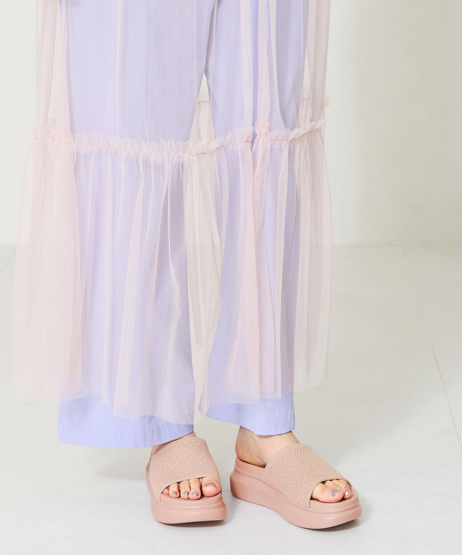 WA Oriental TRaffic「【トレンド】ラインストーンニットミュールサンダル/42204 人気 売れてる」|サンダル|