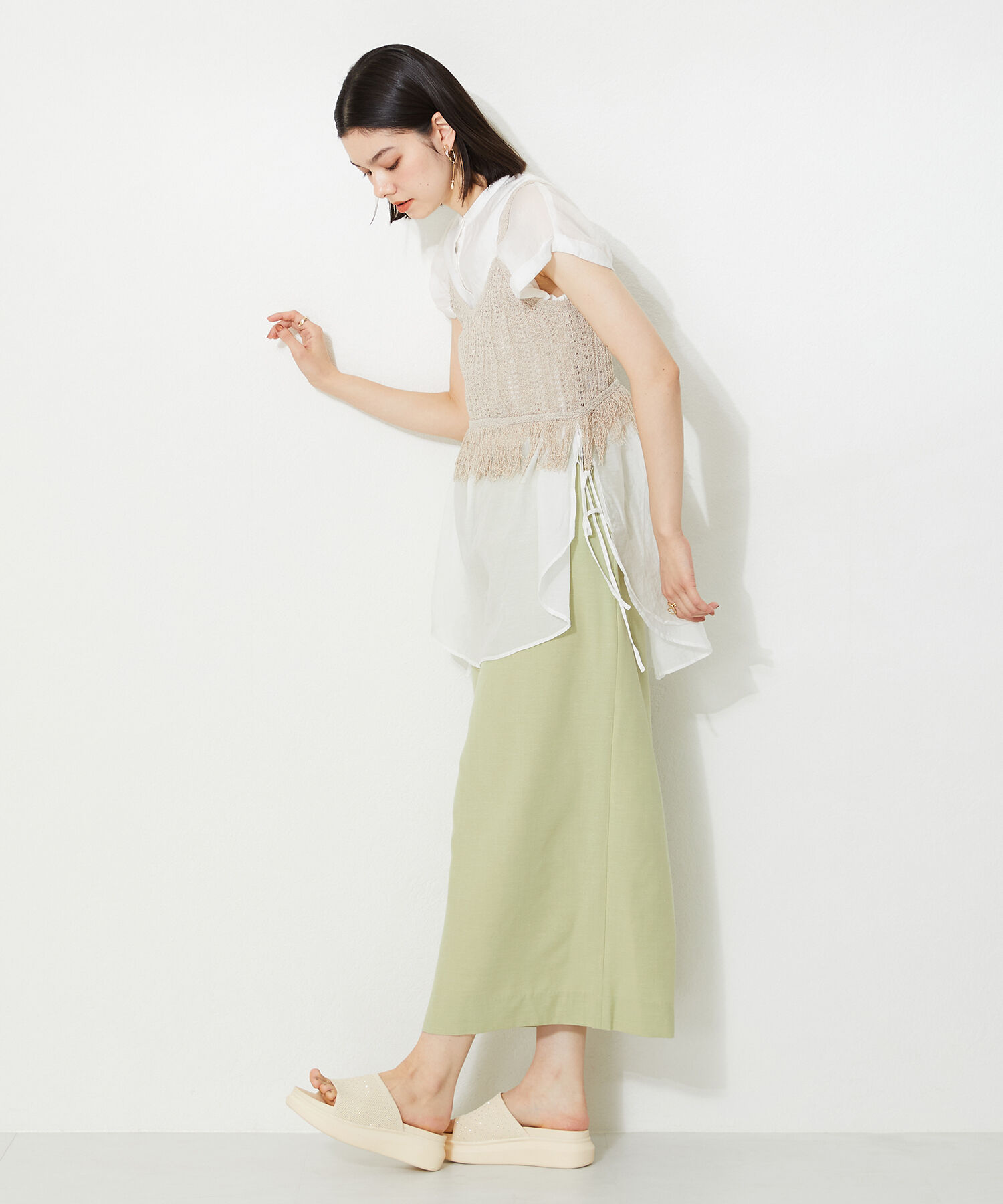 WA Oriental TRaffic「【トレンド】ラインストーンニットミュールサンダル/42204 人気 売れてる」|サンダル|