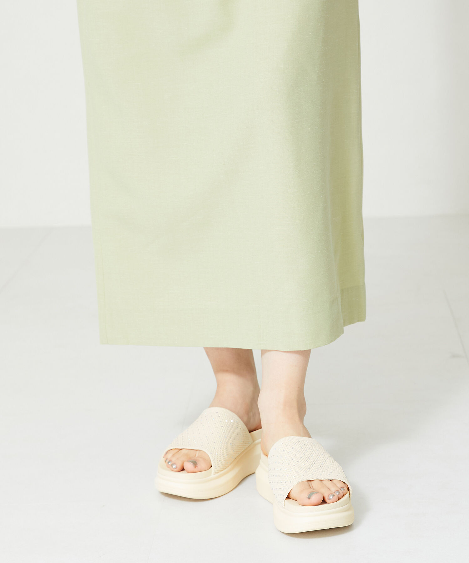 WA Oriental TRaffic「【トレンド】ラインストーンニットミュールサンダル/42204 人気 売れてる」|サンダル|