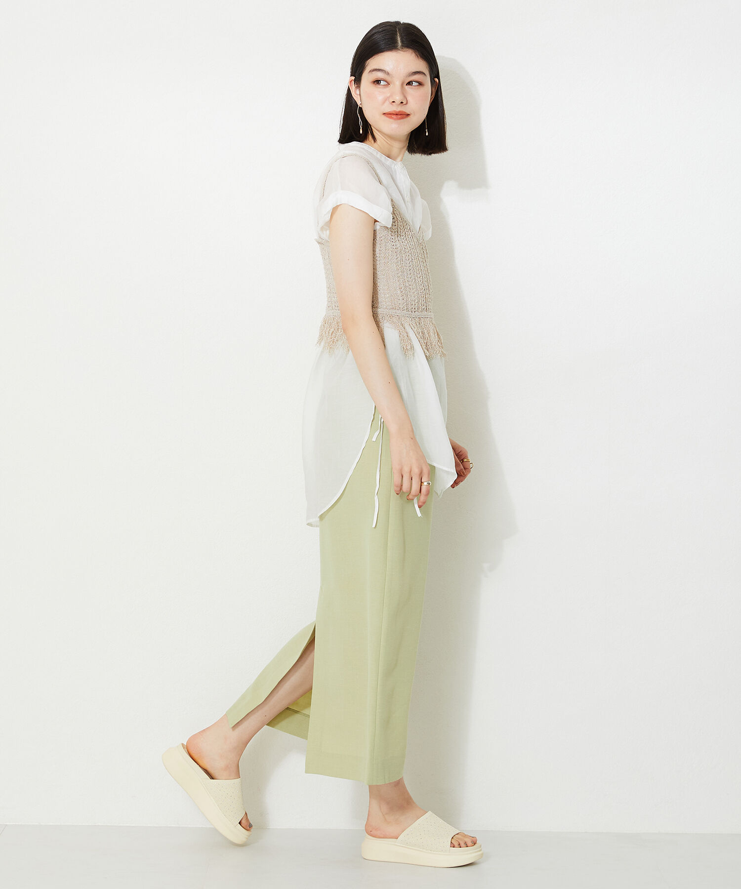 WA Oriental TRaffic「【トレンド】ラインストーンニットミュールサンダル/42204 人気 売れてる」|サンダル|