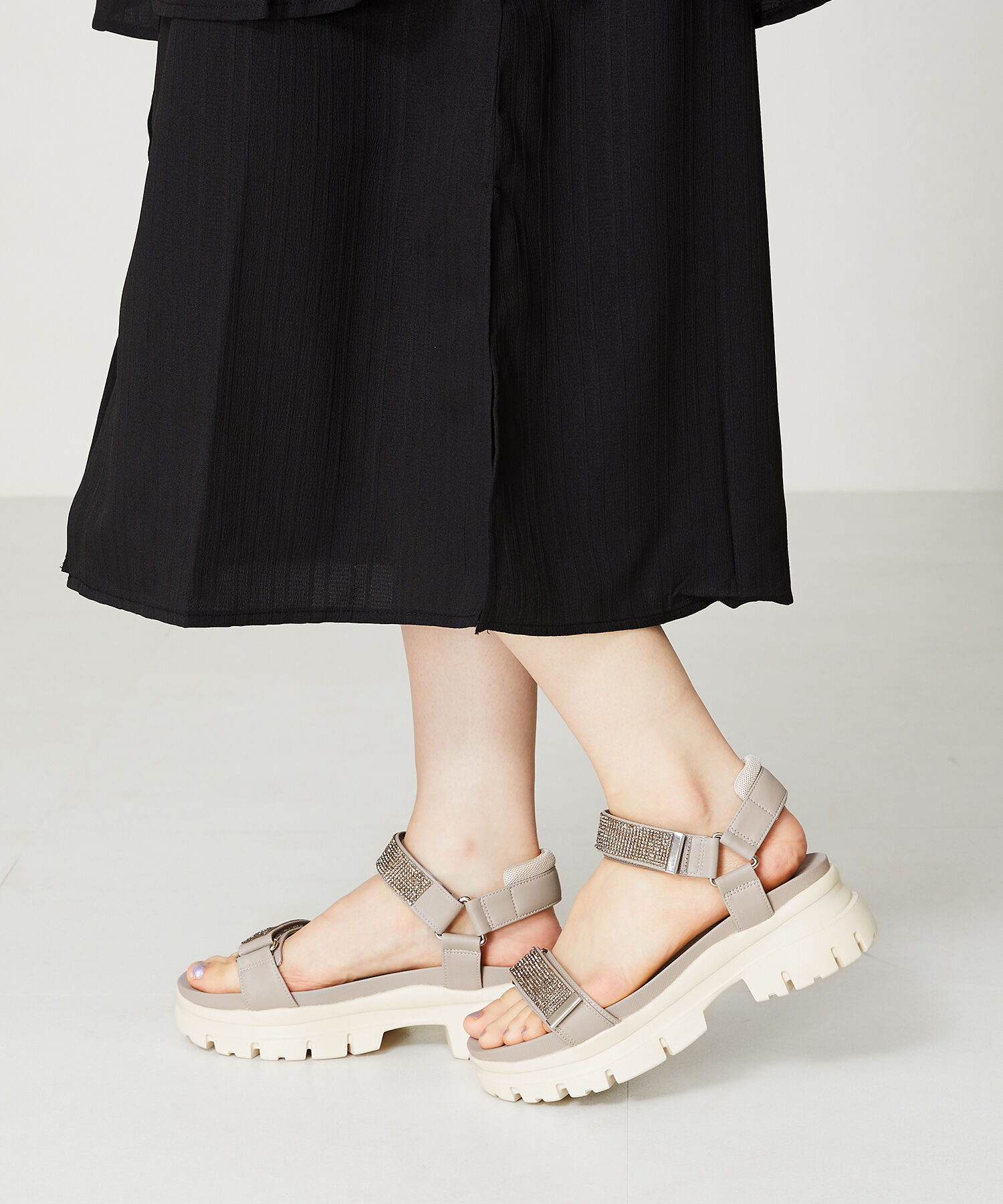 ORiental TRaffic「【定番】ビジューストラップスポーツサンダル/41220 スポサン 人気 トレンド 売れてる」|サンダル|