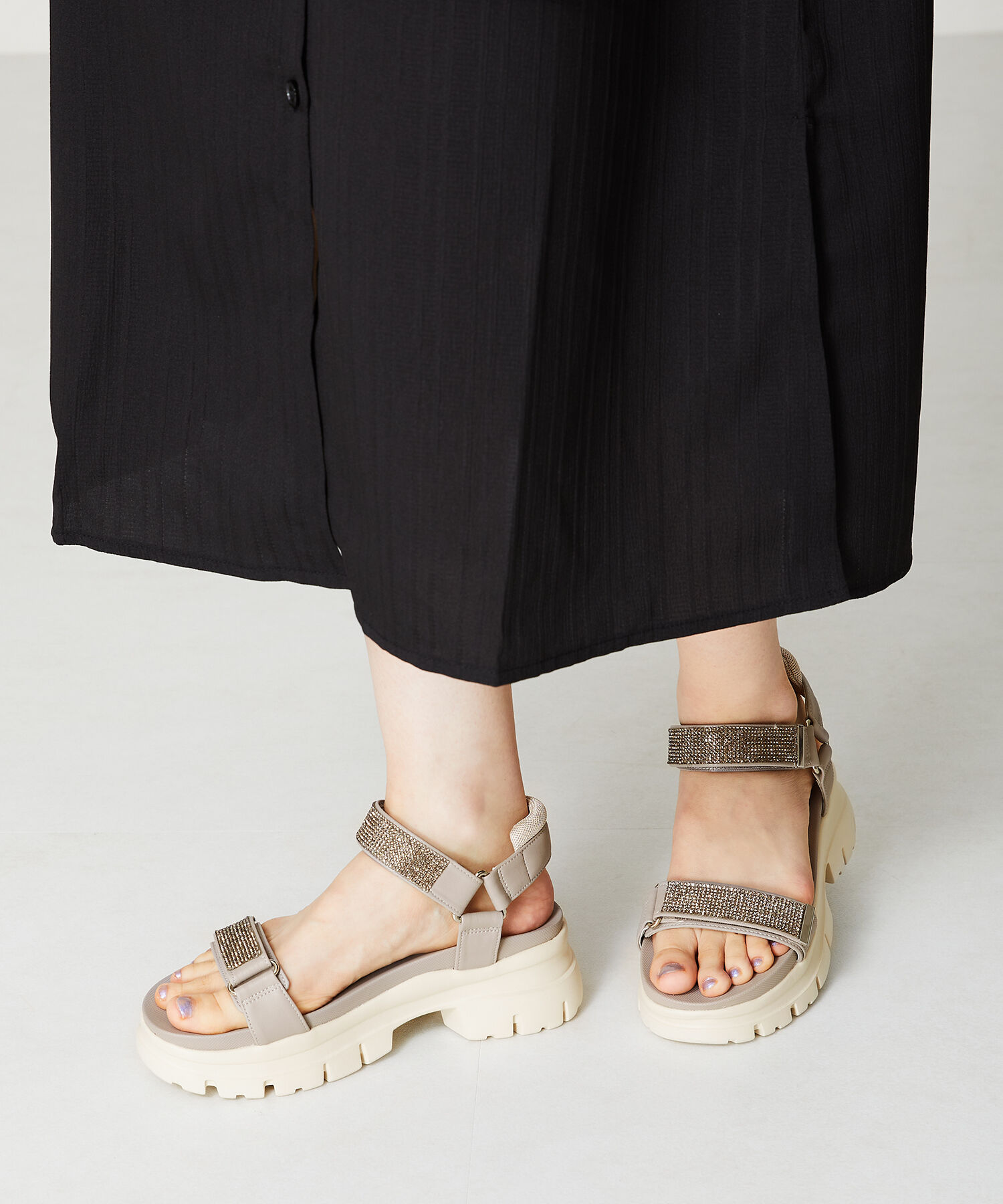 ORiental TRaffic「【定番】ビジューストラップスポーツサンダル/41220 スポサン 人気 トレンド 売れてる」|サンダル|