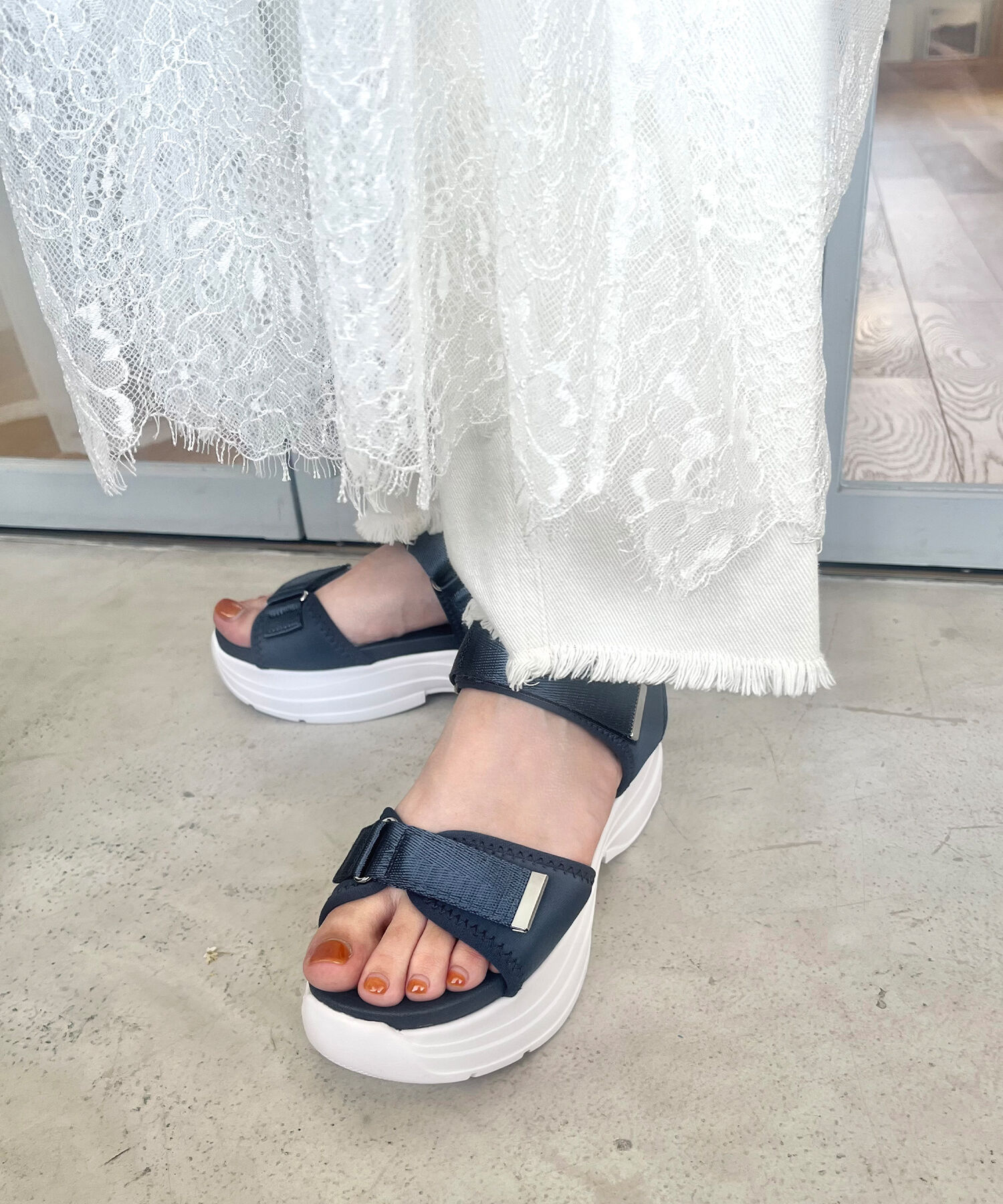 WA Oriental TRaffic「【追加】ダブルベルトスポーツサンダル/42207 スポサン 柔らかい 人気 軽い トレンド 厚底 再入荷」|サンダル|NAVY